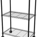 Storage Shelves,Shelf Adjustable Wire Shelving Unit,Sturdy Steel Metal Shelves Heavy Duty Shelving Rolling Cart with Casters for Garage,Kitchen,Living Room,Bathroom, 24L X 14W X 35.5H .3Tier Black