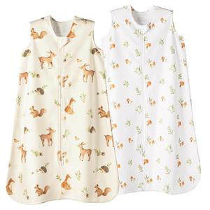david's kids Micro Fleece Baby Sleep Sack 18-24 Months, Soft Warm Baby Wearable Blankets with 2-Way Zipper, 2 Pack Sleeping Bags for Toddler Boys Girls Neutral, X-Large Size, Forest/Woodland Animals