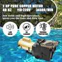 W3SP2615X20 2HP Pool Pump Motor Compatible with Hayward SP2615X20 Single Speed Super Pump, 2" Inlet with Dual Voltage 110/220V for All In-Ground Pool and Spa with Filter Basket Fitting Adapter