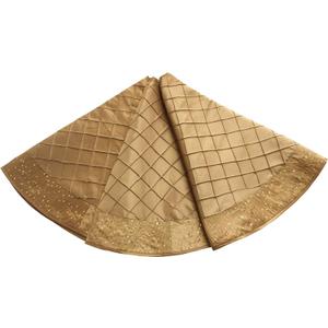 Gold Handcraft Pintuck Center, Sparkle Glitter Sequin Border Christmas Tree Skirt Xmas Tree Decoration -42inch