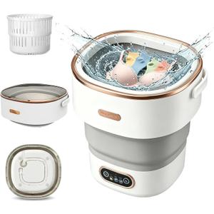 Portable Washing Machine 16L, Foldable Mini Washer & Spin Dryer combo with 3 Modes, small laundry machine for RV, Camping, Dorm, Apartment, Travel, Underwear, Socks(Grey)