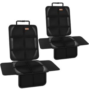 Car Seat Protector Covers for Child Carseat mat 600d Fabric Waterproof Non Slip Thickest Padding with Storage Pockets Long-Lasting Cushion Protectors Large Size Prevent Dirt Scratches (2pcs, Black 2)