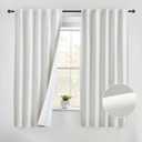 Beauoop Linen 100% Blackout Curtains 63 Inches Long 2 Panels for Bedroom Living Room Cream with White Back Farmhouse Room Darkening Thermal Insulated Back Tab Rod Pocket Window Treatment Drapes, 52X63