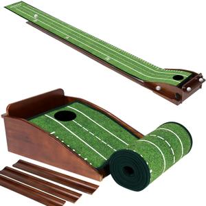 Putting Green Indoor Mat Outdoor Golf Putting Mat with Automatic Ball Return - Ideal for Home, Office, and Outdoor Use