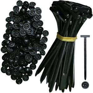 Nylon Universal Cable Tie Buckle Heavy Duty Self-Locking Zip Ties Holder with Pin & Button for Car Daily Repair (Black-200pcs)