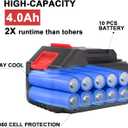 21v Lithium Battery - 4.0 Ah Battery with Charger Adapter Led Indicator Compatible with Leaf Blower