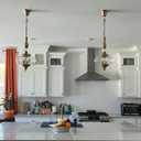 Vintage Kitchen Island Pendant Light Antique Brushed Brass Glass Chandelier for Living Room Dining Room Bedroom, W 11.8 in. H 23.6 in.