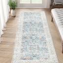 jinchan Runner Rug 2x6 - Hallway Rug Kitchen Washable Runner Vintage Floral Boho Lightweight Thin Non-Slip Retro Distressed Carpet for Entryway Bathroom Bedroom Laundry Room Light Blu