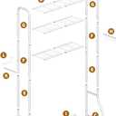 Simple Trending Over The Toilet Storage Rack, Metal 3 Tier Bathroom Organizer Shelf with Paper Holder and 3 Hooks, Freestanding Shelf Space Saver Above Toilet, White