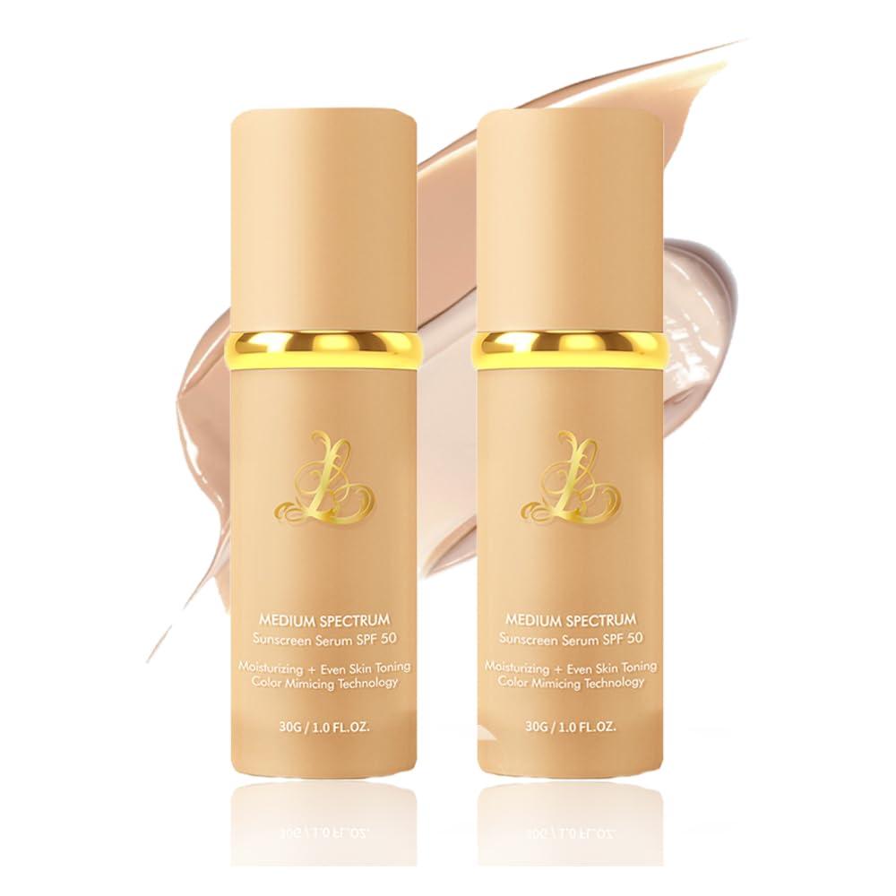 Foundation 4 in 1 - Color Changing Foundation, Medium Spectrum with SPF 50, Hypoallergenic Hydrating Liquid Concealer, Long-lasting & Waterproof Natural Finish - 1.06 fl oz - 2 Pack