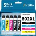 Remanufactured Ink Cartridges Replacement for Epson 802XL T802 T802XL Ink Cartridges Combo Pack for Workforce Pro WF-4720 WF-4730 WF-4734 WF-4740 EC-4040 EC-4030 EC-4020 Printer (5 Pack) (802XL, 2Black, Cyan, Magenta, Yellow)
