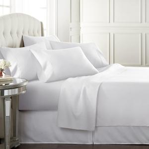 Danjor Linens King Sheet Set 6 Piece Hotel Quality Bed Sheet w/ 4 Pillowcases - Microfiber Sheet Sets with Deep Pockets, Breathable Cooling Wrinkle Free, Machine Washable for King Size Bed, White