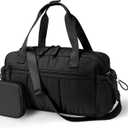 Ceneda Small Gym Bag for Women, Quilted Puffer Tote with Wet Pocket & Coin Purse, Lightweight Mini Sports Travel Duffle with Crossbody Strap, Water-Resistant for Workout, Yoga, Daily Commute (Black)