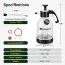 MAYGROVE 0.4 Gal Pump Sprayer, Hand Water Spray Bottle for Indoor Plant, Clear Plant Sprayer with Side Filling Port, Measuring Cup, Adjustable Nozzles, Safe Pressure Relief Valve