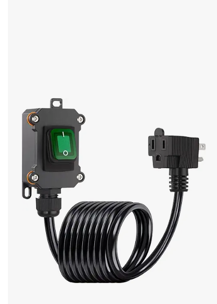 Inline Cord Switch with 10FT Cable Piggyback Plug(3Pronged), IP67 Waterproof Extension Cord with On/Off Switch, AC/DC 20A125V,16A250V Inline Power Switch with Toggle Switch