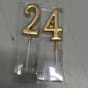 24th & 42nd Birthday Candles, Champagne Gold Number 24 42 Candle for Cake, Happy Birthday Cake Topper Decoration for Birthday Anniversary Celebration Party Supplies