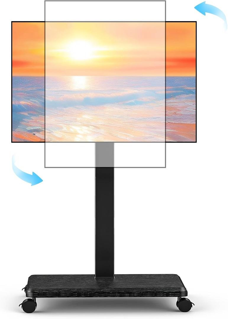 Neothm Rolling TV Stand Portrait for 65 70 75 Inch TVs, Tilt and Swivel Mobile TV Cart on Wheels up to 110 Lbs, 6 Height Adjustable PortableTV Stand, Max VESA 600x400mm