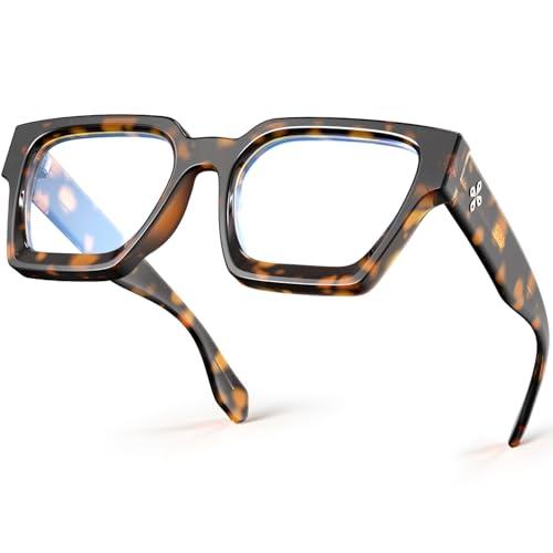 VISOONE Blue Light Blocking Glasses with TR90 Rectangle Frame and Chic Preppy Look for Women Men RIVER