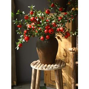 Okngr Artificial Pomegranate Branch, 3pcs Artificial Rosehip Berries 31.5inch Fake Berries Decor Simulation Pomegranate Bouquet Artificial Branches Winter Decorative for Home, Holiday Decoration (Red)