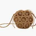 Crossbody Straw Bags for Women, Hollowed-out Lemon Hand Woven Shoulder Bag with Rattan Strap, Trendy 2025 Beach Purses