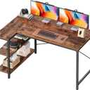 Huuger 47 Inches L Shaped Desk, Computer Desk with Reversible Storage Shelves, for Gaming Corner Home Office Writing Study, Metal Frame, Rustic Brown