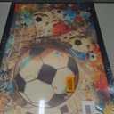 Framed Graffiti Soccer Ball Wall Art, Trendy Colorful Sports Canvas Print, Abstract Football Poster Artwork, Modern Street Art Wall Decor for Boys Bedroom Bar Living Room, 16"L x 24"W
