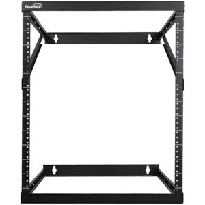 NavePoint 8U, 12U, 22U Height Expandable 2 Post Wall Mount Rack - Adjustable Server Rack for 19 Inch Standard IT Equipment - Wall Mount Rack 17.5" Deep, Black