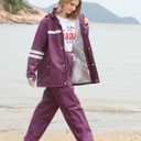 Waterproof Rain Suit for Women, Durable Rain Jacket and Pants 2 Piece Rain Gear Outdoor Reflective Raincoat (XL)