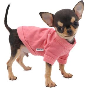 LOPHIPETS 100% Cotton Dog Tee Shirt for Small Dogs Teacup Chihuahua Yorkie Puppy Clothes-Pink/XXS