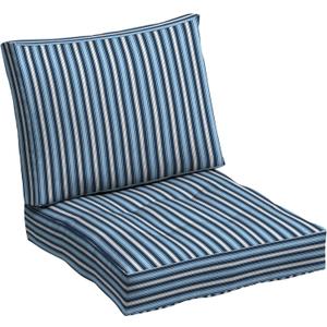 Arden Plush Modern Tufted Polyfill Deep Seat Cushion Set, 24 x 24, Arden x Alexandra Kay Collection, Water Repellent, Fade Resistant, Striped for The Heart