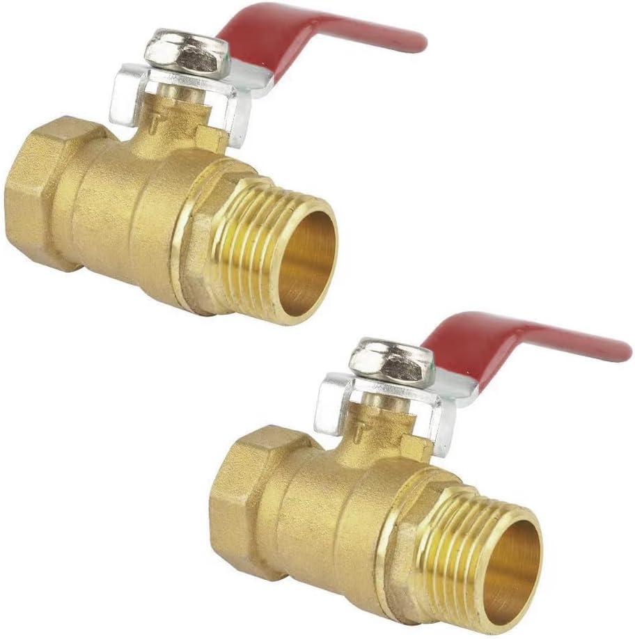 Brass 3/8" NPT Male to 3/8" NPT Female Shut-Off Ball Valve for Water Fuel Air (Pack of 2)