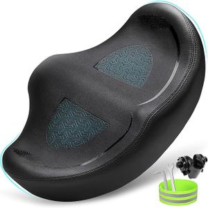 CDYWD Oversized Bike Seat for Men & Women, Comfortable Gel Padded, Extra Wide Bicycle Seat Cushion Comfort, Replacement Saddle for Peloton, Stationary Exercise Bike, Mountain Bike, Cruiser, City Bike