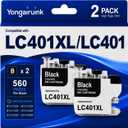 LC401XL Black Ink Cartridges Compatible for Brother MFC-J1010DW, 2 Pack