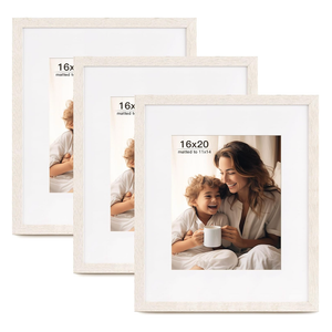 FinalFind 16x20 Picture Frame with Mat for 11x14 Set of 3, Distressed White Wood Grain 16x20 Frames for Horizontal & Vertical Wall Mounting (3 Pack,White)