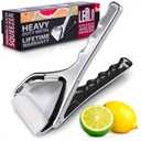 Lemon Squeezer Stainless Steel - Manual Citrus Juicer, Gets Every Last Drop - Slim Fold-Flat Press, Rust Resistant, Quick to Clean & Dishwasher Safe | for Lemon Lime Orange, Cocktails, Cooking, Drinks