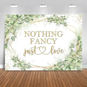 Sage Green Wedding Backdrop 7x5ft Nothing Fancy Just Love Bridal Shower Party Decorations Background Greenery Leaves Wedding Shower Banner Photo Booth Props