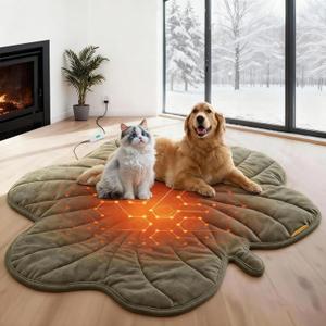 Vagascape Extra Large Dog Heating Pad Waterproof Electric Heated Pet Beds for Indoor Outdoor, Adjustable Temperature, Washable Green Clover Shaped Cat Heating Pad Non Slip Bottom(47"X36")