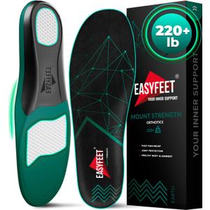 220+ lbs Plantar Fasciitis High Arch Support Insoles Men Women - Flat Feet Orthotic Inserts Standing All Day - Work Boot Shoe Insoles - Shoe Sole Flat Foot Heavy Men (M (Men 9-10.5/Women 10-11.5), Black)