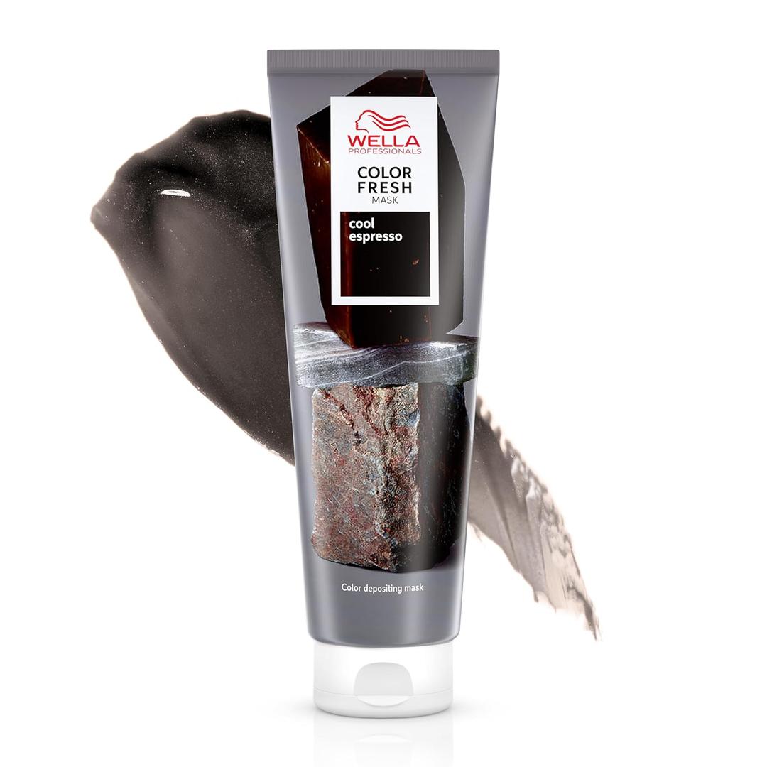 Wella Color Fresh Mask | Color-Depositing Hair Mask for Refreshed Salon Color | Vegan Formula with Avocado Oil for Smooth, Moisturized Results | All Hair Types | Zero Damage | Silicone Free | 5 Fl Oz (Cool Espresso)