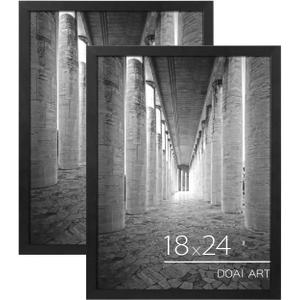 DOAI ART 18x24 Poster Frame 2 Pack, Black 18 x 24 Picture Frames for Horizontal or Vertical Wall Mounting, Scratch-proof Safe and Artistic Large Photo Frame Wall Art, Black