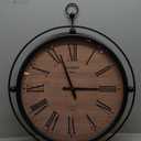 24 Inch Wooden Wall Clock with Roman Numerals, Black Metal Frame, and Glass Cover - Elegant Home Decor, Silent Quartz Movement, Easy to Read, Perfect for Living Room, Kitchen, or Bedroom