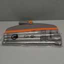 Multifunction Silicone Broom, 54 Inch Long Handle Silicone Floor Squeegee Broom, Sweep and Scrape 2 in 1 Household Cleaning Rubber Broom for Floor, Bathrooms, Kitchens, Showers, Tile, Pet Hair, Glass (Gray Orange)