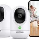 2K Security Camera Indoor-360 Cameras for Home Security and One-Tap Call, Elderly/Cat/Baby/Nanny, Motion Alert, Intelligent Tracking, 2.4GHz WiFi Only, Work with Alexa/Google Home, K7 2Pack