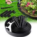 Landscape Edging Border No Dig - 40FT 2IN Tall Garden Edging Border with 40 Stakes, Plastic Garden Fence Lawn Edging Flexible for Landscaping, Flower Beds, Yard, Pathway with Connectors