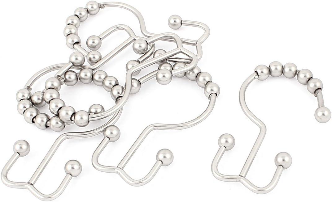 Ruilogod Bathroom Shower Hold Rod Curtain Hooks Rings w Rollers 6Pcs (id: 754 07f 2c3 6b2 24d
