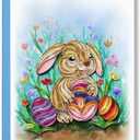 Happy Easter Day Card, Cute Rabbit and Eggs Cards, Animal Themed, Holiday Quilling Art for Kid, Mom, Family, Friend, Husband, Wife with Envelope (Bunny)