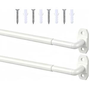 2 Pack Small Curtain Rods Adjustable 18-32 Inch, White Sash Rod for French Doors Windows,5/8 In.Diameter