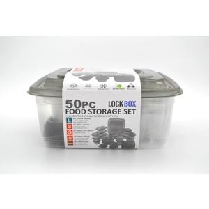 50Pcs Container Set with Leak Proof Lid Contains 2pc Round 3800ml, 6Pcs Rectangle 265ml, 6Pcs Square 265ml, 12Pcs 395ml And 24Pcs 4 Oz (Pack of 2)