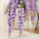 4pcs 47.2-inch Artificial Fake Wisteria Hanging Flower Garland Silk Flower String Home Party Decoration White Blue Pink Purple (Purple)