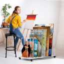 lukar Art Storage Rack, Art Canvas Storage Organizer with Wheels, Ajustable Canvas Storage Rack for Paintings, Metal Canvas Studio Rack for Drawing Board, Panel, Paper Pad